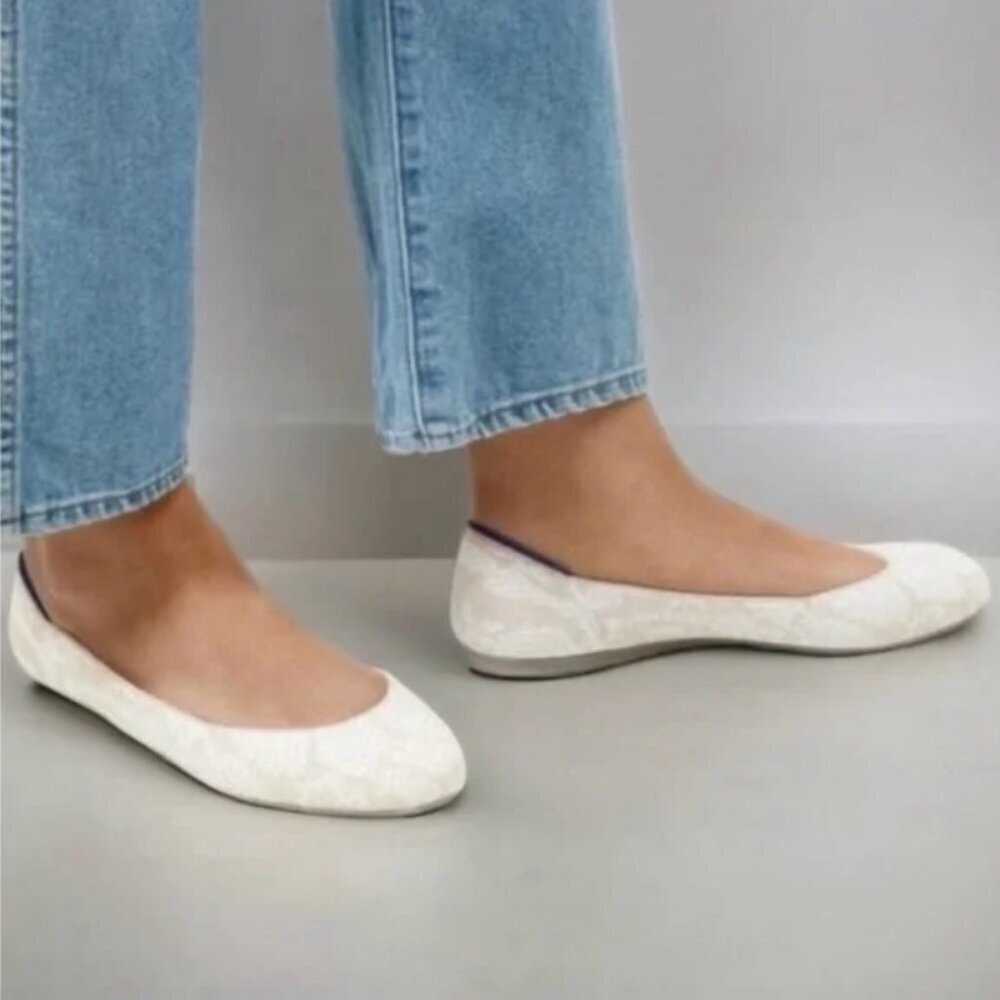 Rothy's Cream and White The Square Ballet Flat in Lily